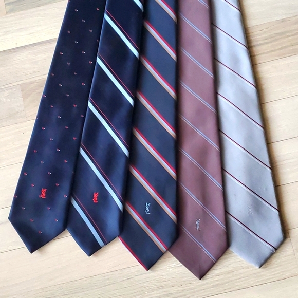 Yves Saint Laurent Other - Lot of 5 YSL Yves Saint Laurent Neckwear Men's Silk Neck Ties Multicolor Stripes